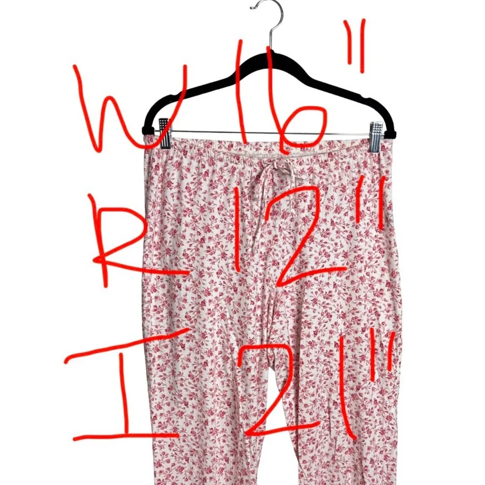 Lauren Ralph Lauren Floral Pajama Set Women’s Large Red White Cotton Sleepwear